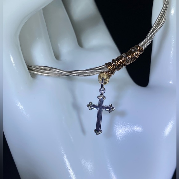 Guitar String and Cross Bracelet - Picture 2 of 3